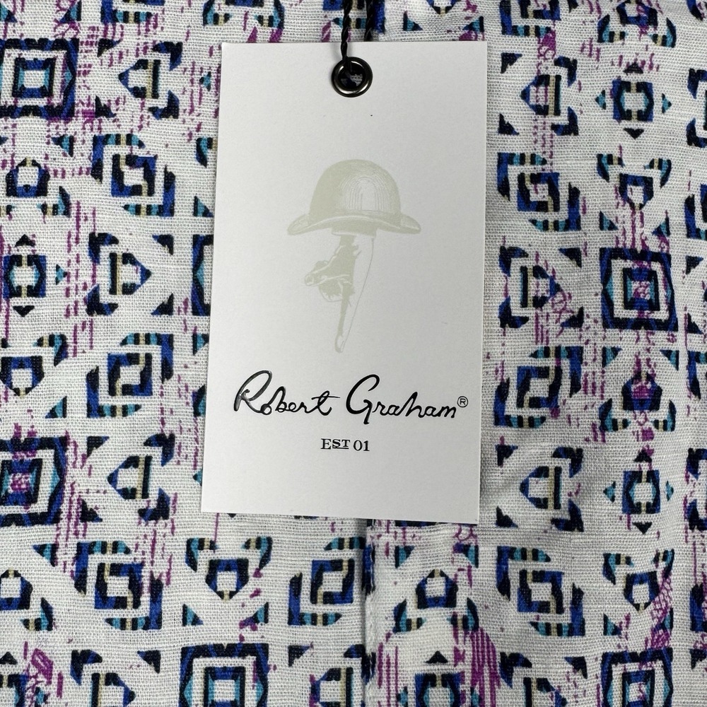 Robert Graham ButtonUp Classic Fit Shirt Mens 2XL Purple/White Linen Blend NWT - Picture 5 of 12